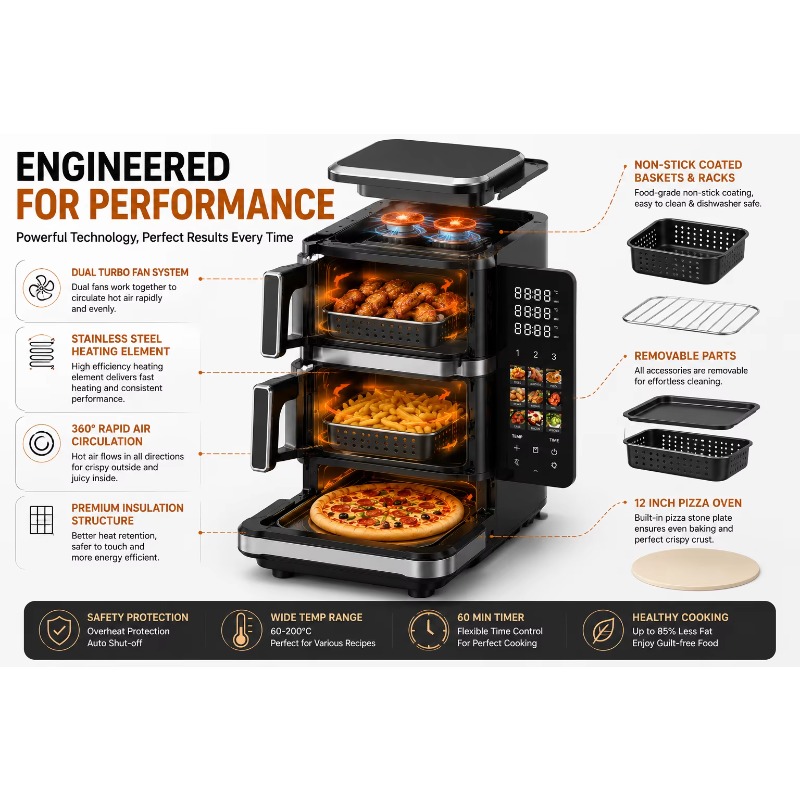 Air Fryer - Penggoreng Udara Elektrik, Dilengkapi Fitur Pemanggang