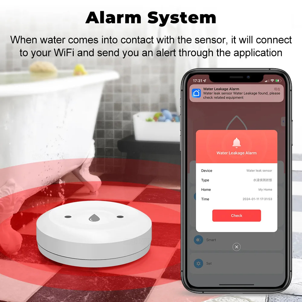 Tuya Zigbee Sensor Kebocoran A - Kitchen Appliances Video ulasan dan harga